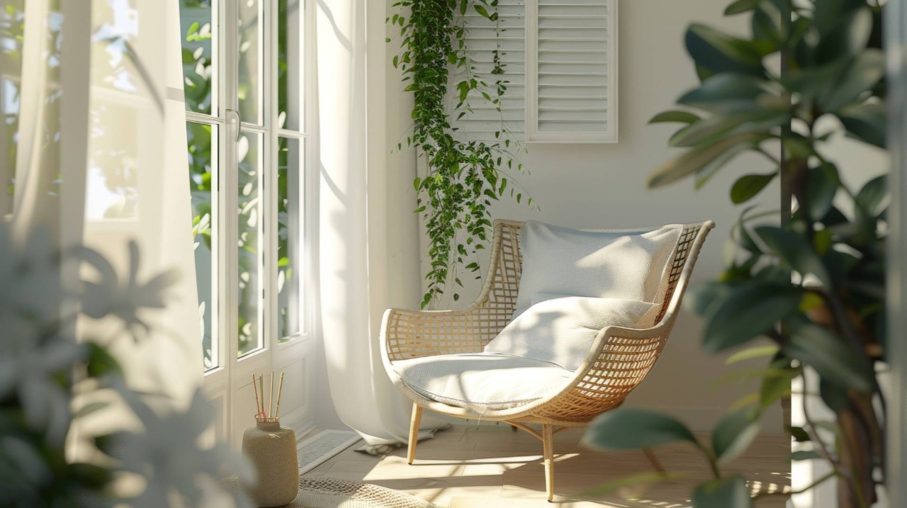 Minimalist sunroom nook with soft lighting at Heber Valley Blinds near Midway, Utah (UT)